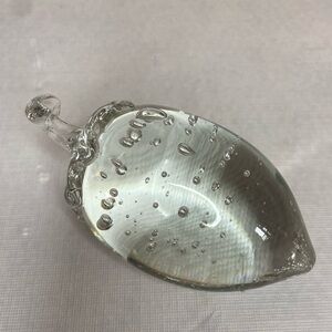 Vintage Art Strawberry Paperweight. Bullicante Effect Bubbled Blown Glass